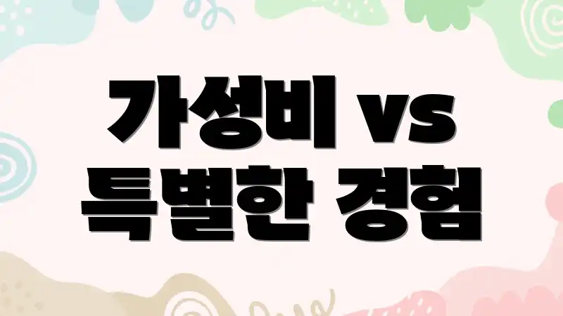 가성비 vs 특별한 경험