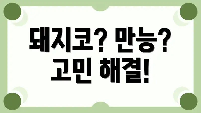 돼지코? 만능? 고민 해결!