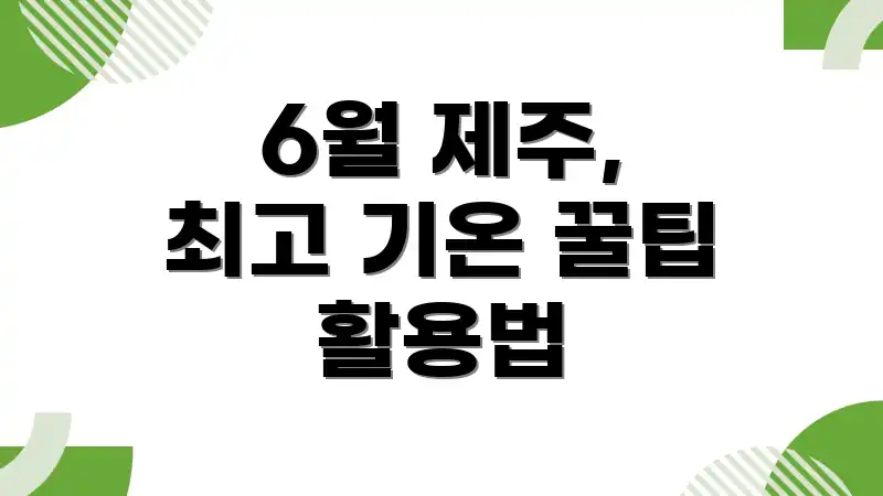 6월 제주, 최고 기온 꿀팁 활용법