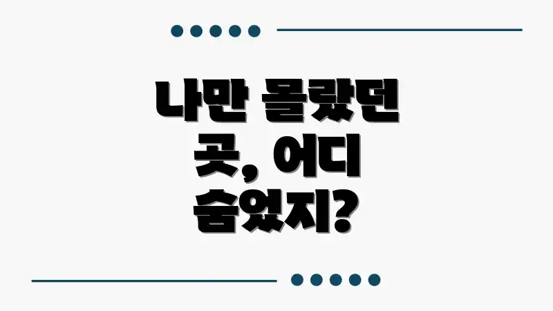 나만 몰랐던 곳, 어디 숨었지?