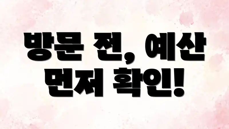 방문 전, 예산 먼저 확인!