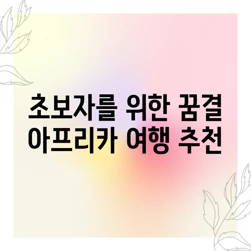 초보자를 위한 꿈결 아프리카 여행 추천