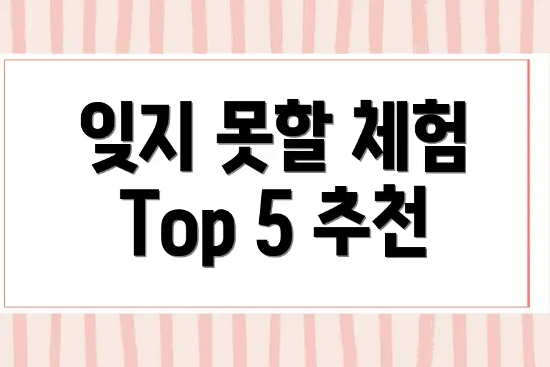 잊지 못할 체험 Top 5 추천