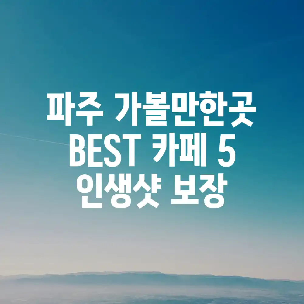 파주 가볼만한곳 BEST 카페 5: 인생샷 보장
