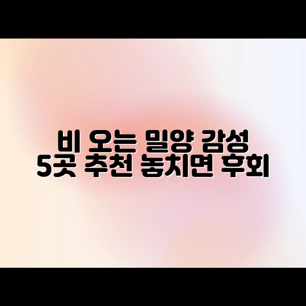 비오는 날 밀양, 5곳 추천!